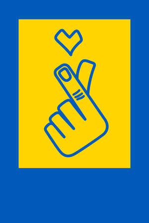 Symbol hand heart Support Ukraine. Blue and Yellowのイラスト素材