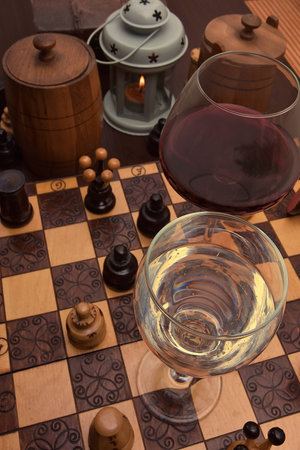 chess wine game vintage
