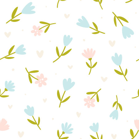 Stylized flower pattern. Seamless vector simple floral print for textile and fabric.のイラスト素材
