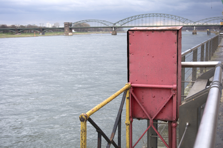 ship constructions on the embankmentの写真素材