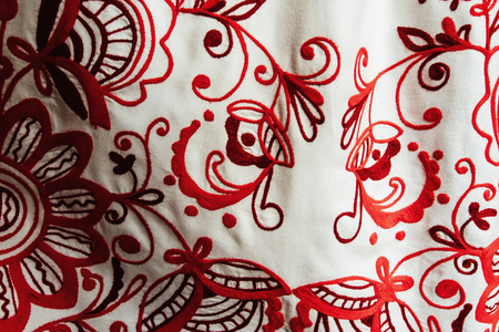 ukrainian stylish embroidery  ornament on bride wedding dress, unique national costume