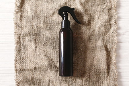eco natural handmade detergent or shampoo flat lay on rustic background. sustainable lifestyle concept. zero waste. plastic free items. stop plastic pollution. reuse, reduceの写真素材
