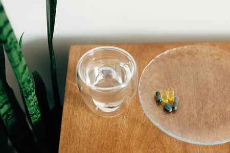 Dietary supplements, biologically active additives. Omega 3, spirulina, chlorophyll capsules and...