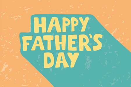 Happy Father's day greeting card. Modern vector in grunge cartoon style in pastel yellow and blue colors.のイラスト素材