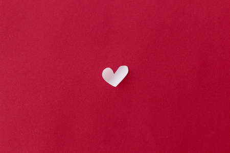 Happy Valentine's Day! Valentine heart flat lay on red background with space for text. Valentines...