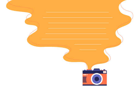 Colorful space for text background with photocamera and abstract elements. Card template. Flat...