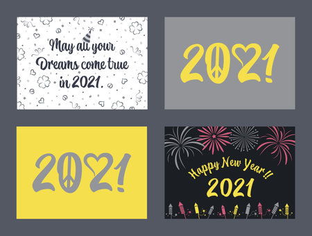 Happy New Year 2021 greeting cardsのイラスト素材
