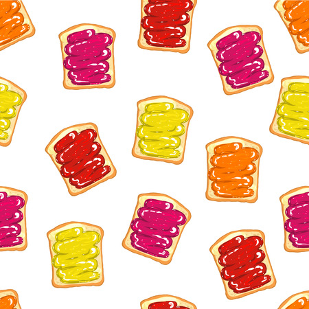 jam sandwich. Seamless pattern. Food background. Vector illustrationのイラスト素材