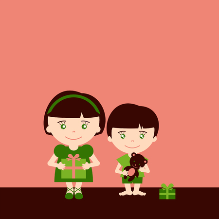 children with giftsのイラスト素材