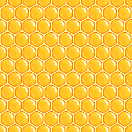 Honey. honeycombs.Sweet yellow background. Seamless pattern. illustrationのイラスト素材