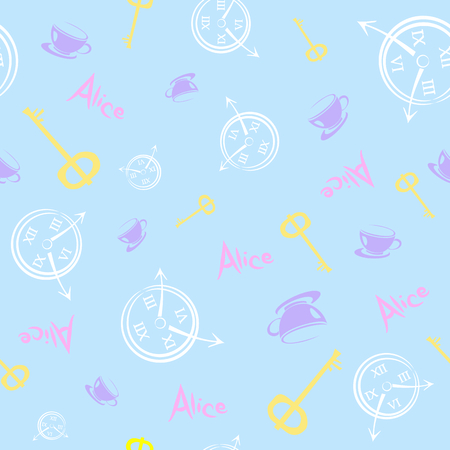 Alice in Wonderland. Seamless patternのイラスト素材