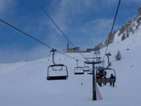 Italy Dolomites ski liftの写真素材