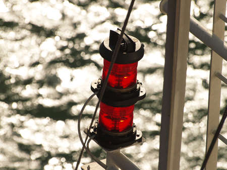 signal light on the shipの写真素材