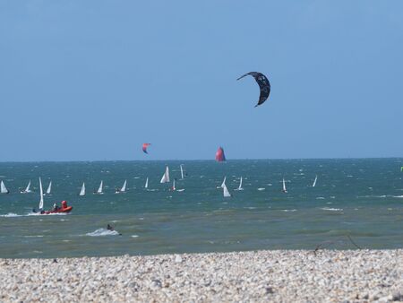 kiter on at beach in le havreの写真素材