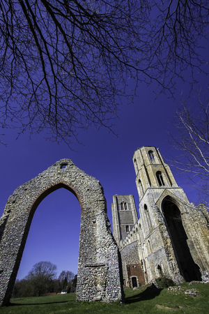 Historic English church ruin. Wymondham abbey ancient monument East Anglia UKの写真素材