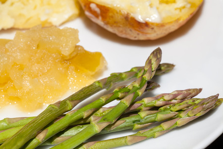 Fine tip asparagus. Organic nutritional vegetable served with meal. Healthy diet food.の写真素材