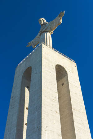 Crist King, statue of Jesus in Amada, Portugal. February 23, 2020.のeditorial素材