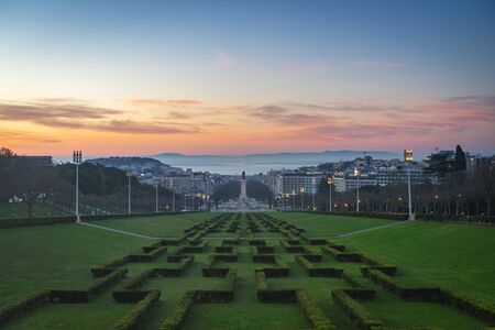 Nice view of Lisbon with sunrise Parque Eduardo.の写真素材