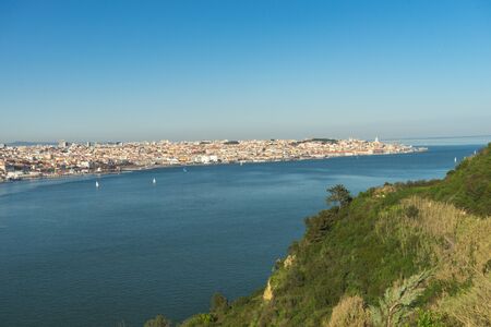 Overview from Lisbon. Tasks from the other side. Almada Portugal.