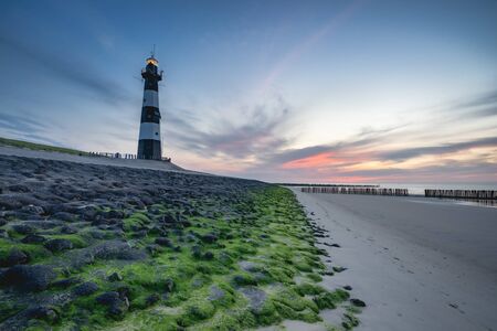 Sunset at the beach of Breskens, The Netherlands.の写真素材