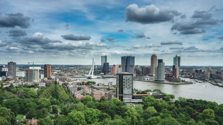 Skyline of Rotterdam. View from the Euromast Tower. July 22, 2020