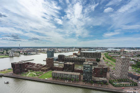 Skyline of Rotterdam. View from the Euromast Tower. July 22, 2020のeditorial素材