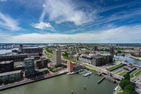 Skyline of Rotterdam. View from the Euromast Tower. July 22, 2020のeditorial素材