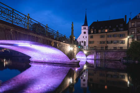 Evening in the France city Strasbourg, August 1 2020の写真素材