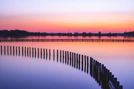 Beautiful sunset with a colorful sky. Grote Piet Zeeland, The Netherlands