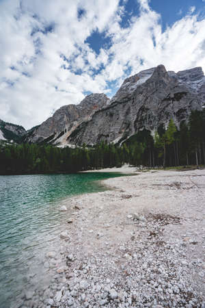 Lago di Braies, Lake in Italy.の写真素材