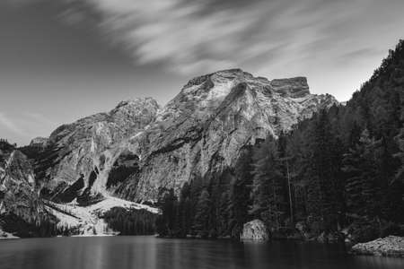 Lago di Braies, Lake in Italy.の写真素材