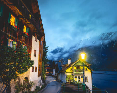 Beautiful city on by the lake, Hallstatt Austria 26 September 2020.の写真素材