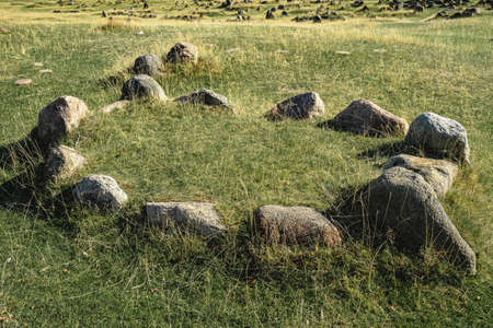 Lindhome Hoje, Burial side from the viking and the Iron Age, Aalborg Denmark.の写真素材