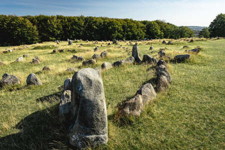 Lindhome Hoje, Burial side from the viking and the Iron Age, Aalborg Denmark.の写真素材
