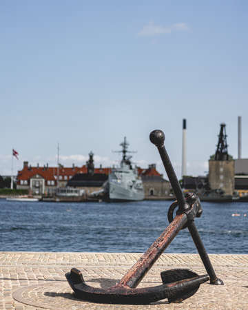 Navy ship in the Harbor in Copenhagen. Sep 3 2021, Copenhagen Denmark.のeditorial素材