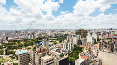 Skyline of Sao Paulo Brazil, taken from the Farol Satander building.の写真素材