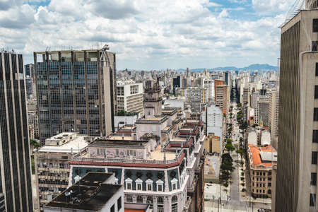 Skyline of Sao Paulo Brazil, taken from the Farol Satander building.の写真素材
