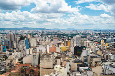 Skyline of Sao Paulo Brazil, taken from the Farol Satander building.の写真素材