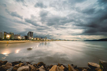 The beautiful beach of Santos, Sao Paulo, Brazil.の写真素材