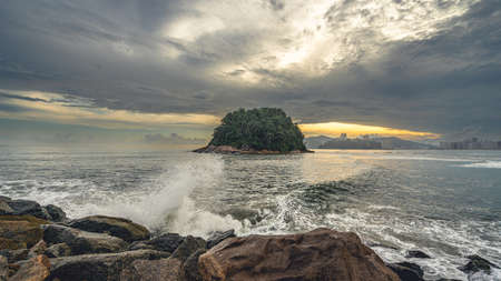 The beautiful beach of Santos, Sao Paulo, Brazil.の写真素材