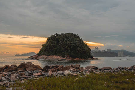 The beautiful beach of Santos, Sao Paulo, Brazil.の写真素材