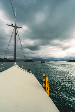 Boat cruise from Paraty to the beautiful islands and beaches around the coast. Paraty RJ Brazil.の写真素材