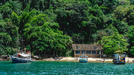 Boat cruise from Paraty to the beautiful islands and beaches around the coast. February 11 2022, Paraty RJ Brazil.のeditorial素材