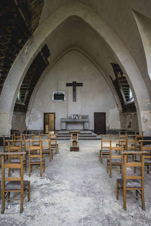 Urbex, abandoned old church somewhere in Belgium.の写真素材