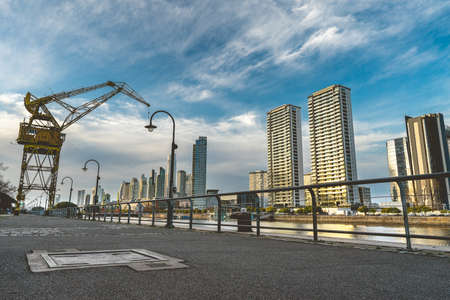 An evening at the docks of Puerto Madero, Buenos Aires, Argentina.の写真素材