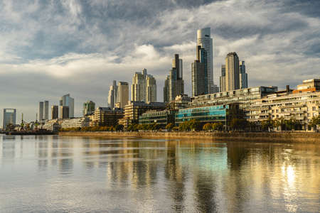 An evening at the docks of Puerto Madero, Buenos Aires, Argentina.の写真素材