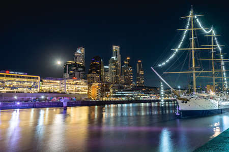 the skyline of Puerto Madero in Buenos Aires, Argentina.の写真素材