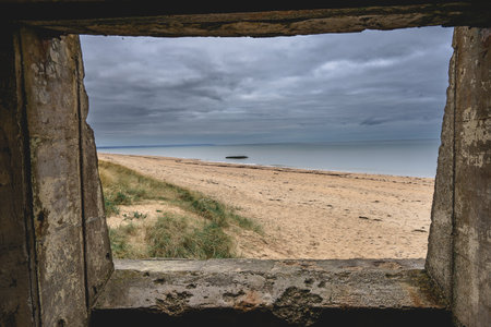 Old german bunkers at Utah Beach, France.の写真素材