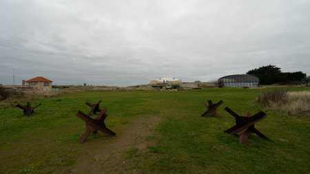 Utah beach landing museum, monuments from the divisions who fought on Utah beach. Normandy France February 4, 2023.のeditorial素材