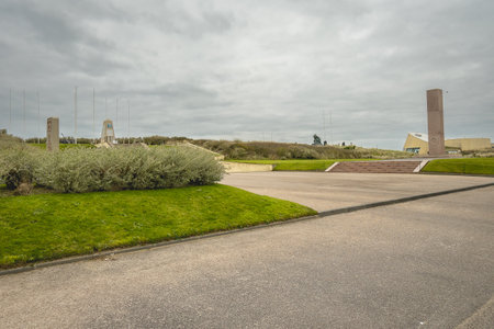 Utah beach landing museum, monuments from the divisions who fought on Utah beach. Normandy France February 4, 2023.のeditorial素材